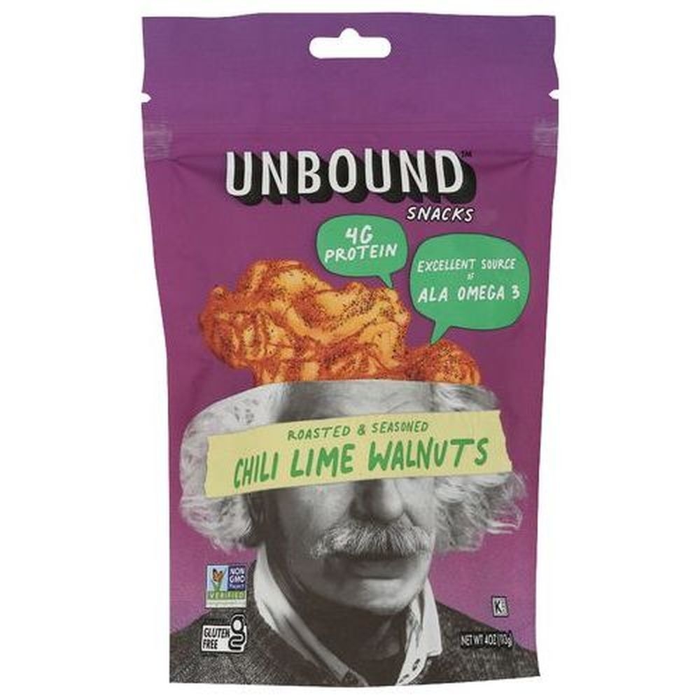Unbound Snacks Roasted and Seasoned Chili Lime Walnuts, 4 Ounce -- 6 per case
