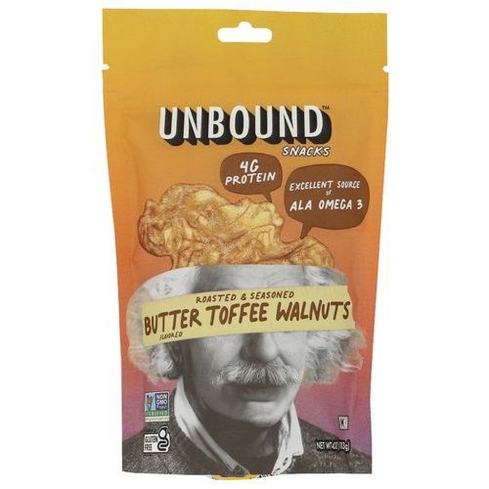 Unbound Snacks Butter Toffee Walnuts, 4 Ounce -- 6 per case