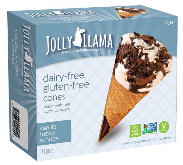 Jolly Llama Vanilla Fudge Sundae Cone, 3 count -- 8 per case