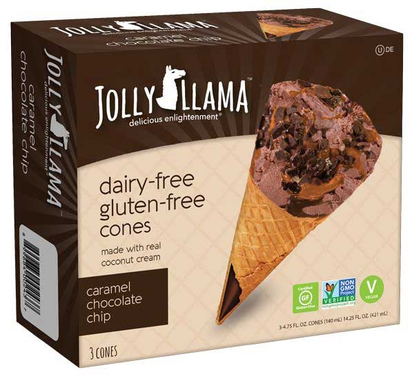 Jolly Llama Caramel Chocolate Chip Cone, 3 count -- 8 per case