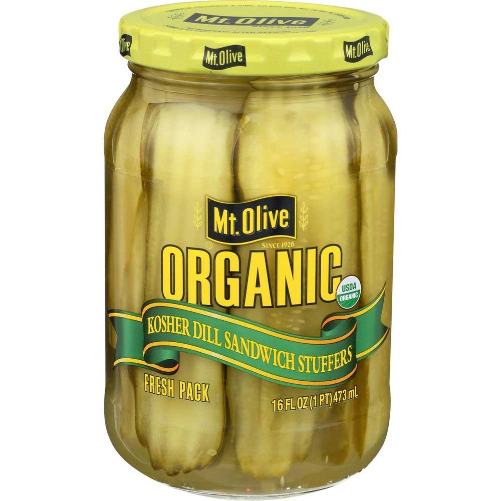 Mt Olive Organic Dill Sandwich Stuffers, 16 Fluid Ounce -- 6 per case