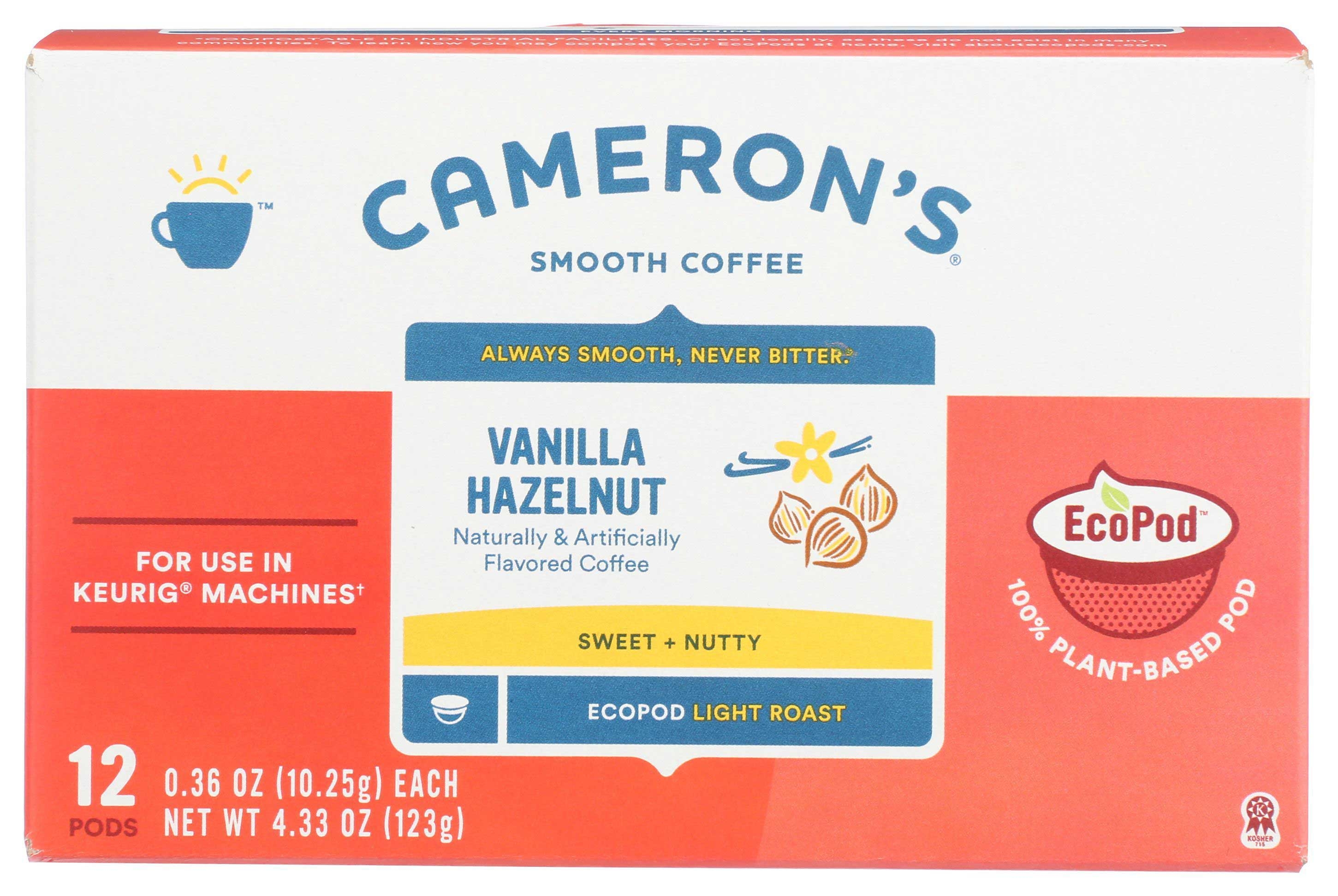 Camerons Vanilla Hazelnut Coffee Pods, 4.33 Ounce -- 6 per case