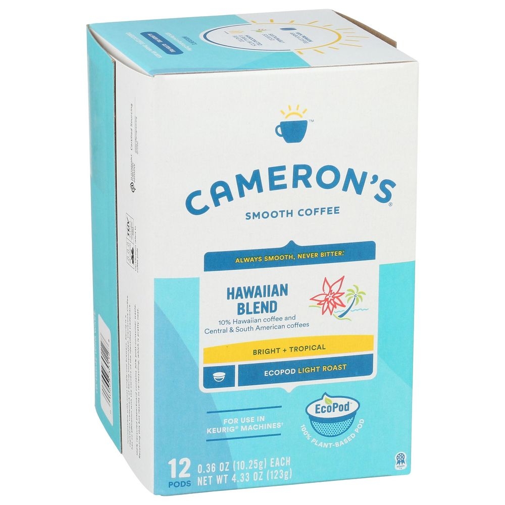 Camerons Single Serve Hawaiian Blend Light Roast Coffee EcoPods, 4.33 Ounce -- 6 per case