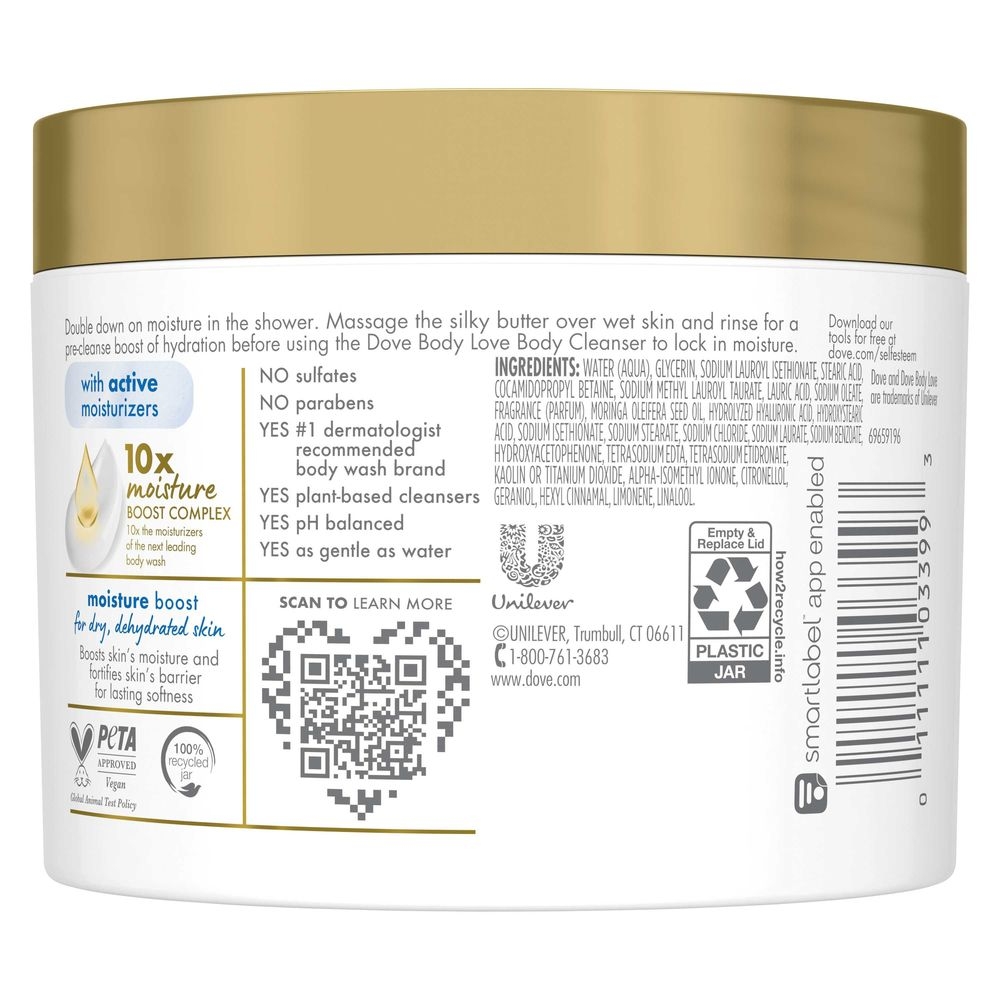 Dove Body Love Moisture Boost Cleanser Shower Cleansing Butter, 10 Ounce -- 12 per case