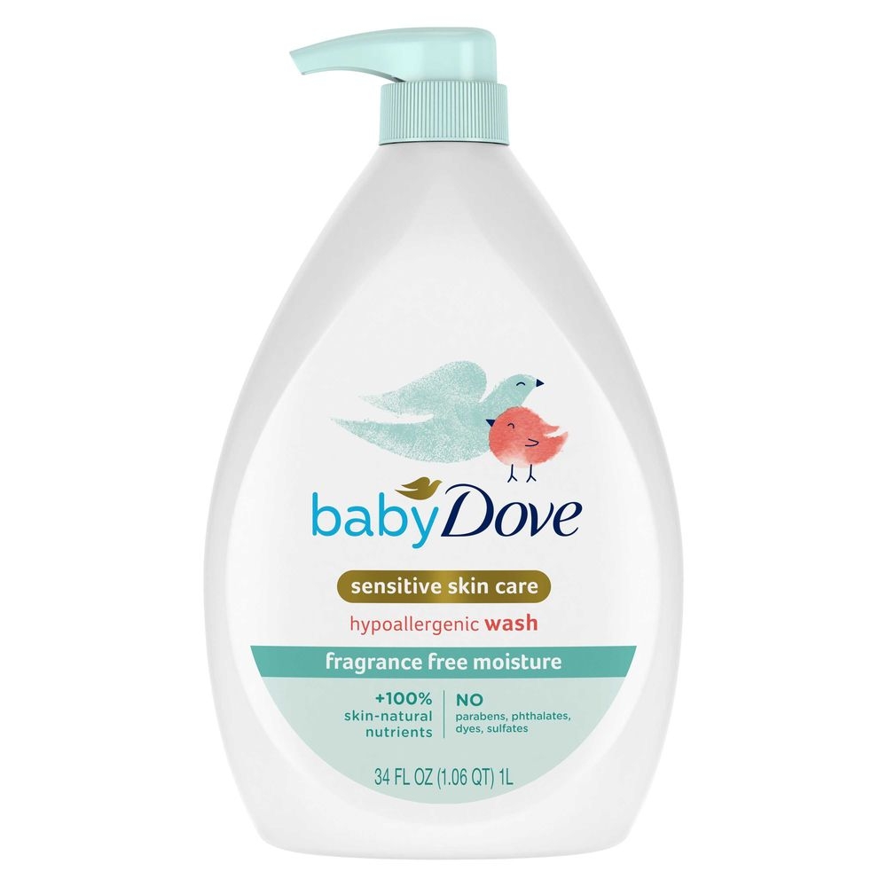 Baby Dove Sensitive Skin Care Hypoallergenic Fragrance Free Moisture Baby Wash, 34 Ounce -- 3 per case