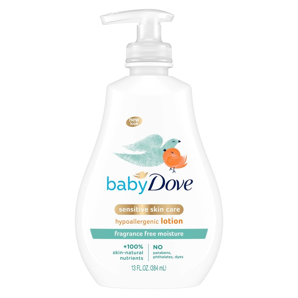 Baby Dove Sensitive Skin Care Hypoallergenic Fragrance Free Moisture Baby Lotion, 13 Ounce -- 4 per case