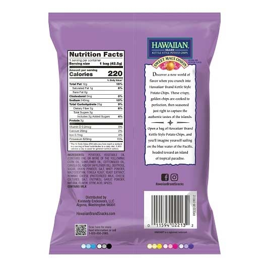 Utz Hawaiian Maui Onion Kettle Chips, 1.5 Ounce -- 48 per case
