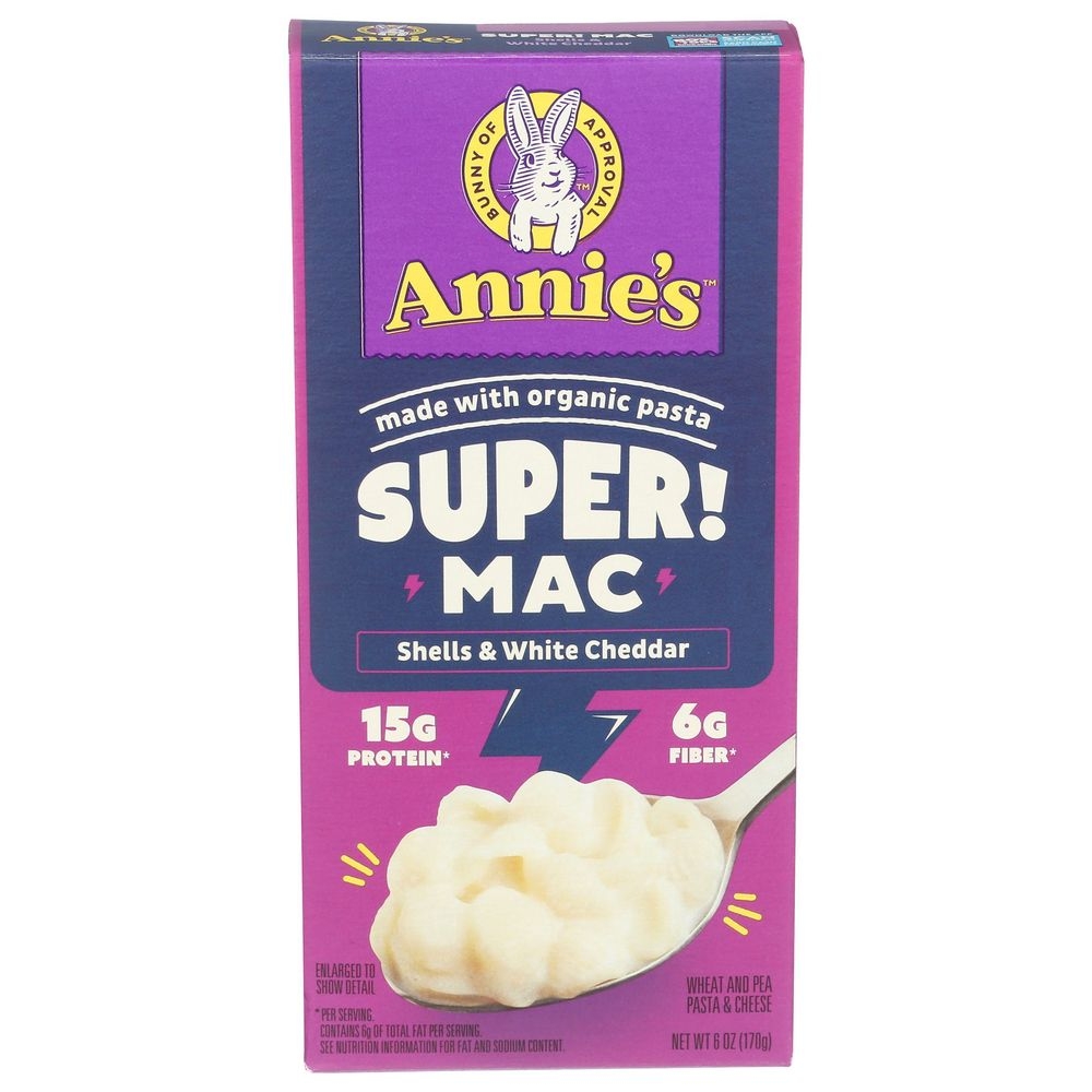 Annies Super Mac Shells and White Cheddar Pasta, 6 Ounce -- 12 per case