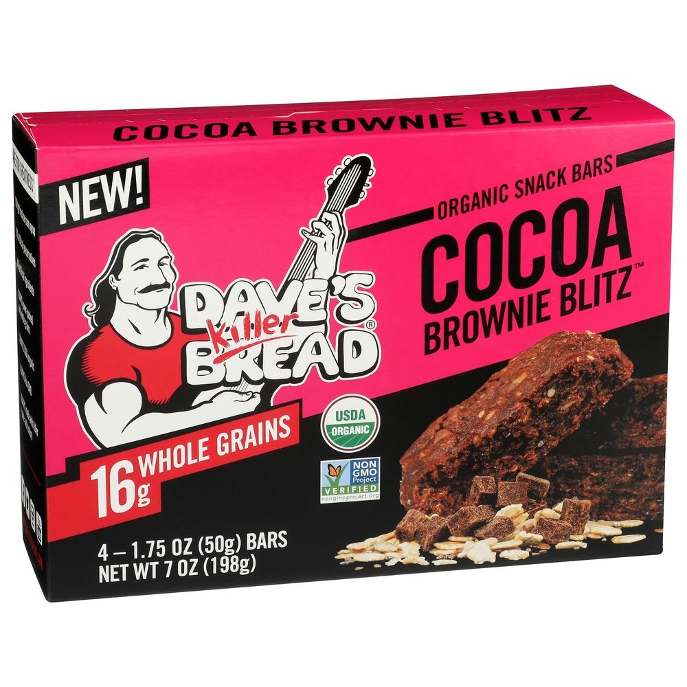 Daves Killer Bread Organic Whole Grain Cocoa Brownie Blitz Snack Bar, 1.75 Ounce -- 24 per case