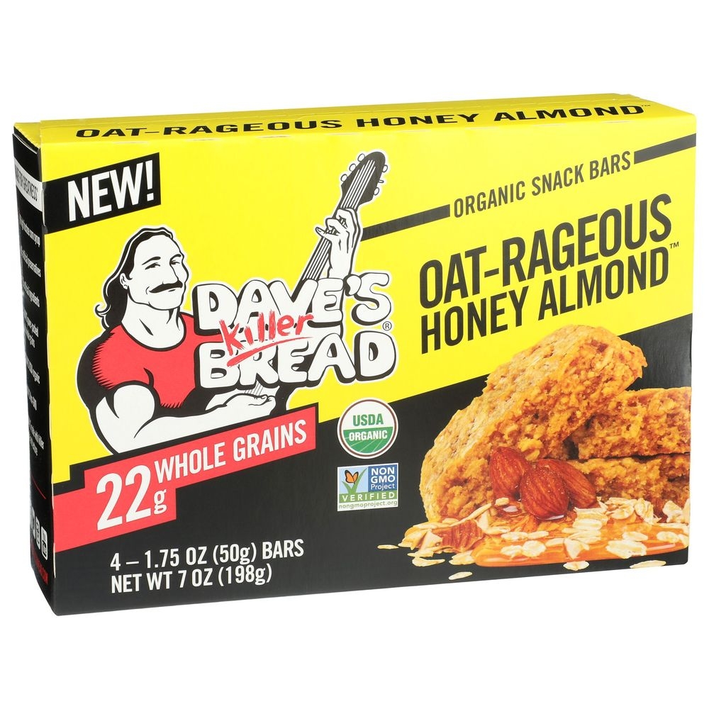 Daves Killer Bread Organic Whole Grain Oat-Rageous Honey Almond Snack Bar, 1.75 Ounce -- 24 per case