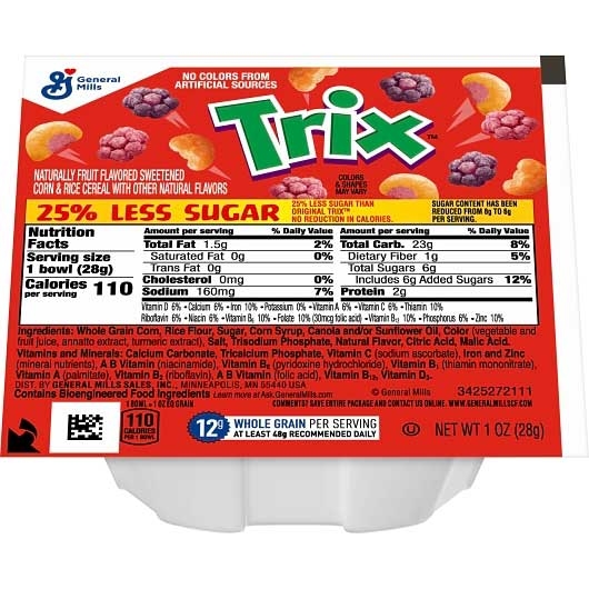 Trix 25 Percent Less Sugar Cereal, 1 Ounce -- 96 per case.