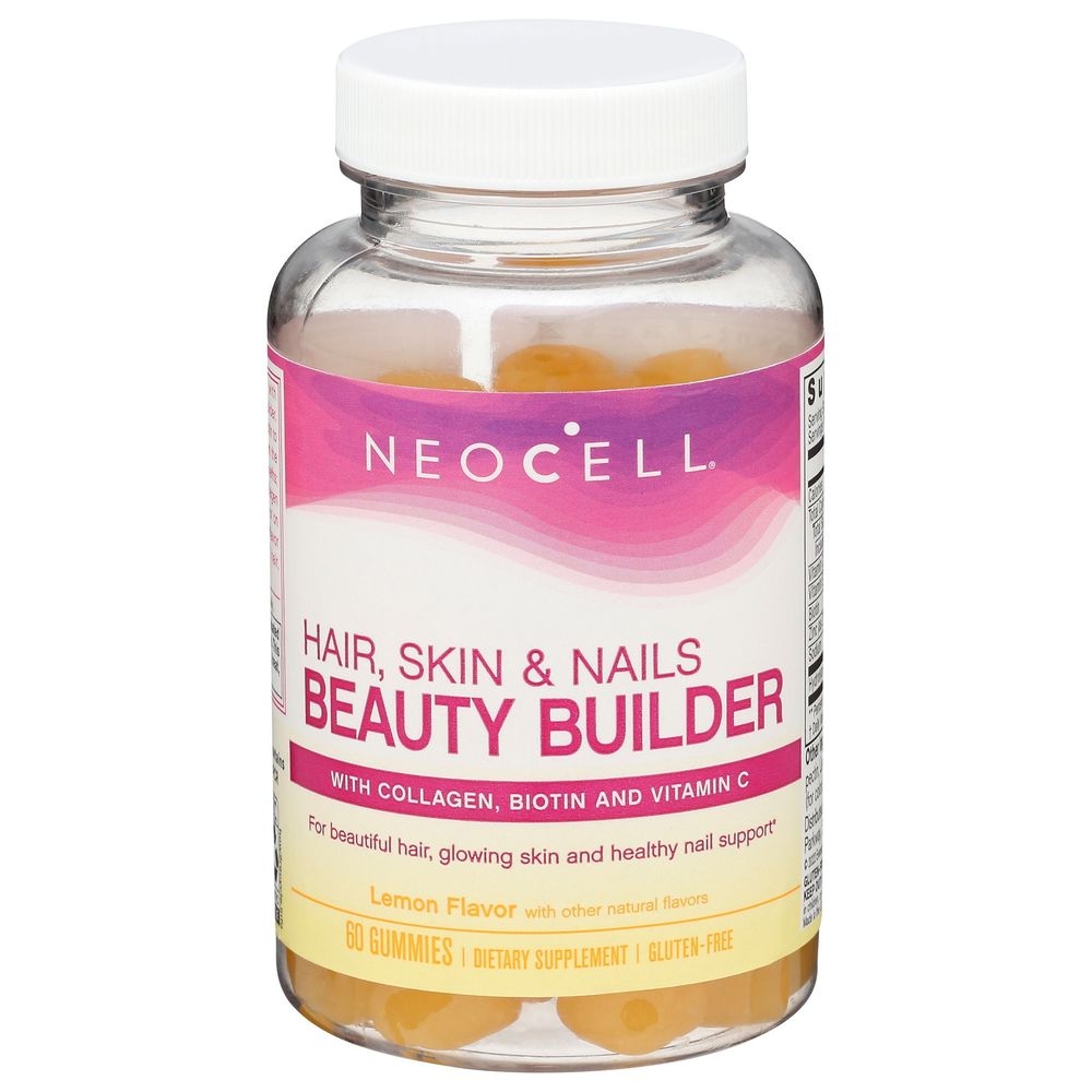 Neocell Hair Skin and Nails Beauty Builder Lemon Flavor Gummies, 60 count