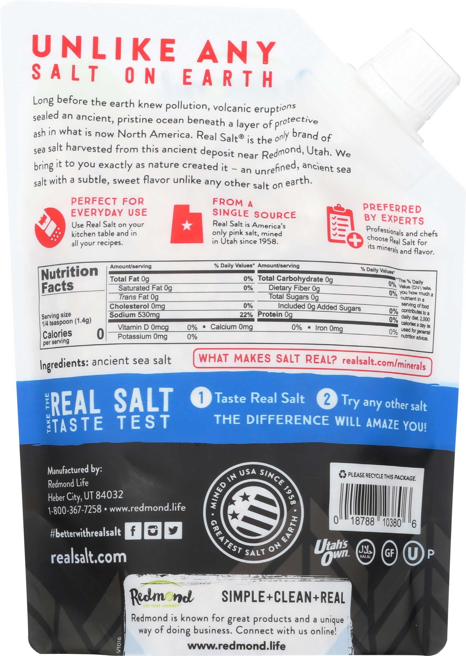Redmond Real Salt Ancient Coarse Sea Salt Grinder, 16 Ounce -- 6 per case