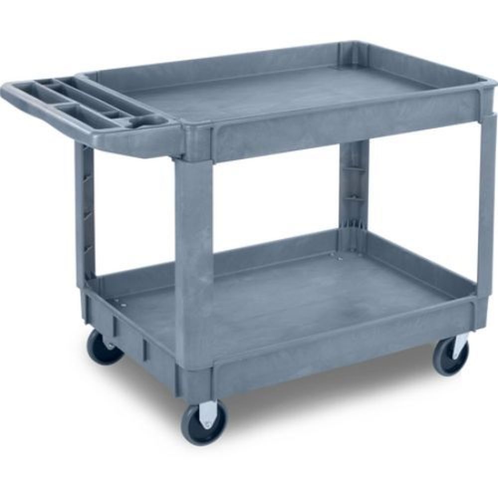 Carlisle UC452523 Polypropylene Gray Bin Top 2 Shelf Utility Cart, 45 x 25 inch