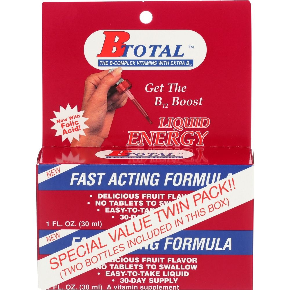 B Total Sublingual Energy Support Vitamin Supplement - Twin Pack, 1 Ounce