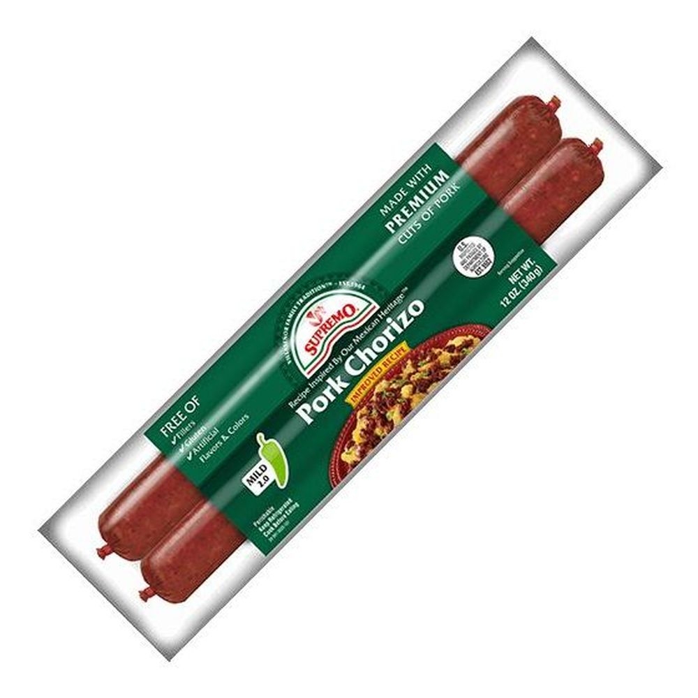 V and V Supremo Mild Pork Chorizo, 12 Ounce -- 15 per case