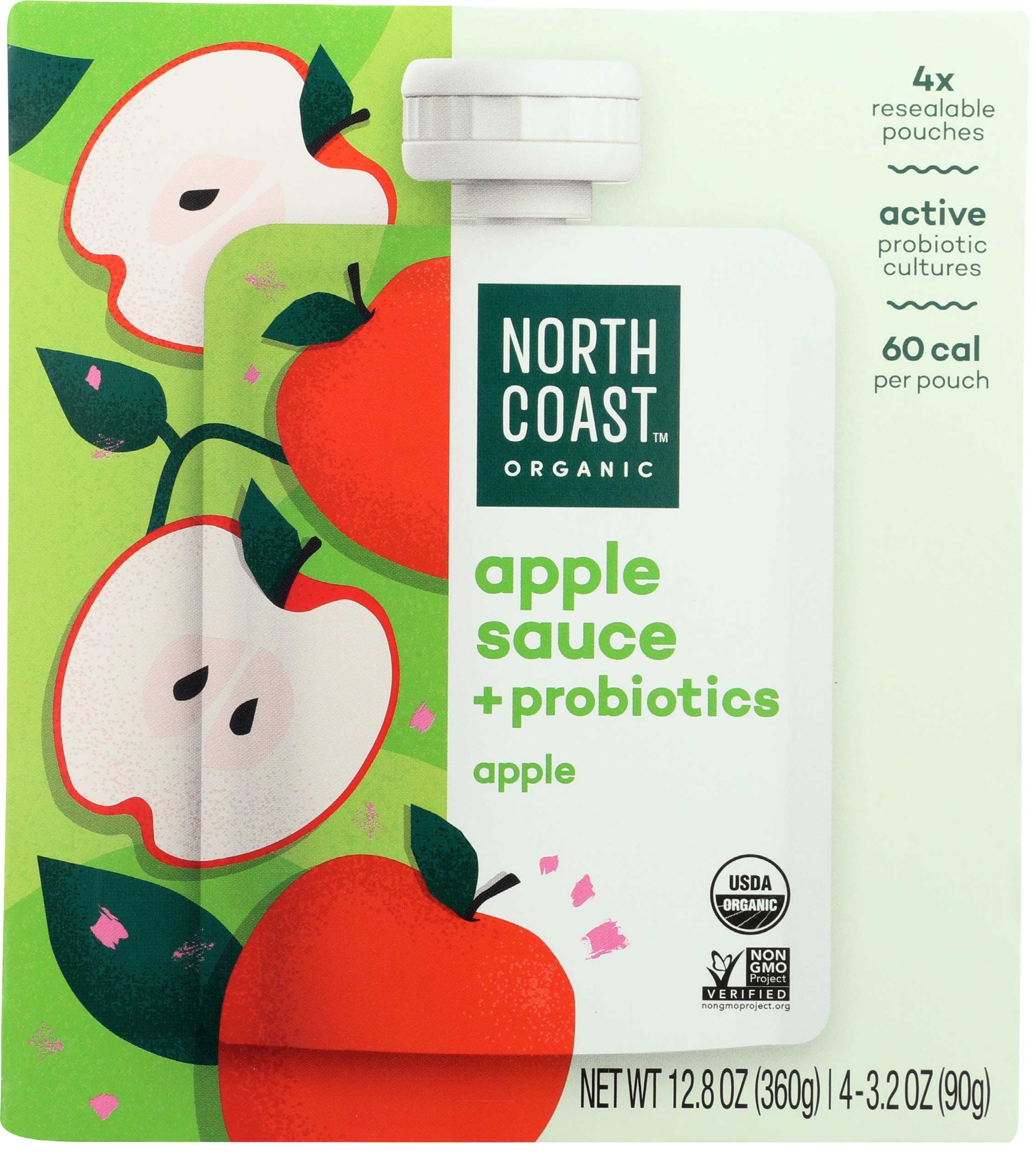 North Coast Probiotic Apple Sauce, 12.8 Ounce Pouch -- 6 per case