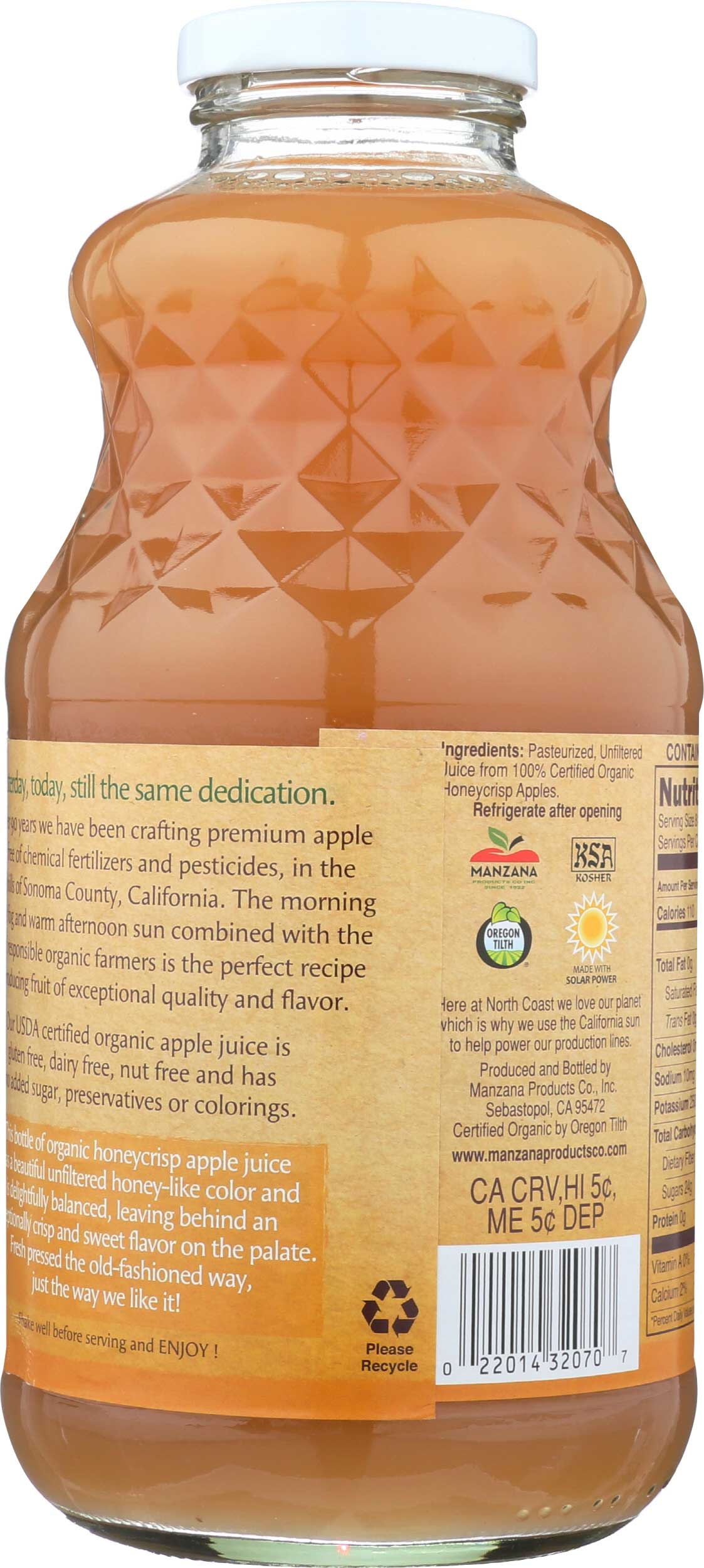 North Coast Organic Honey Crisp Apple Juice, 32 Ounce -- 6 per case