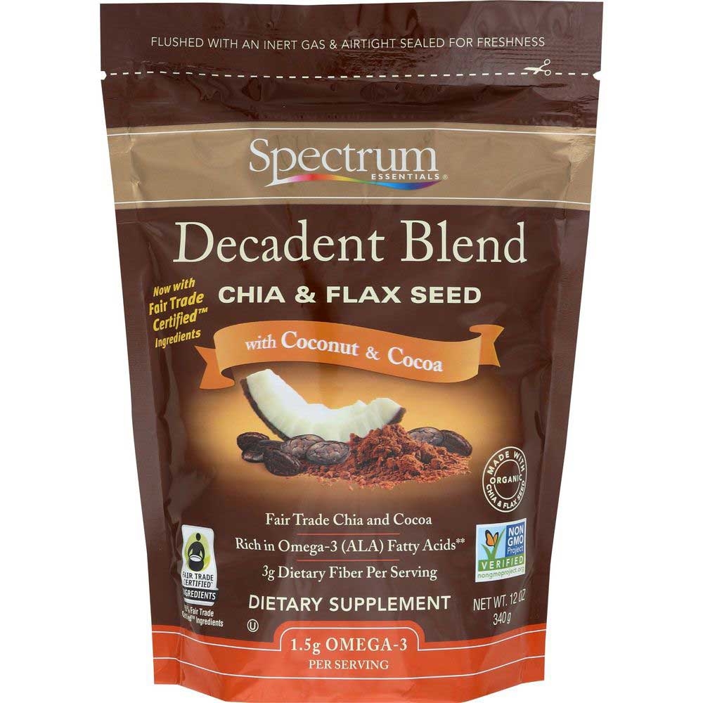 Spectrum Essentials Organic Decadent Blend Chia and Flax Seed with Coconut and Cocoa, 12 Ounce