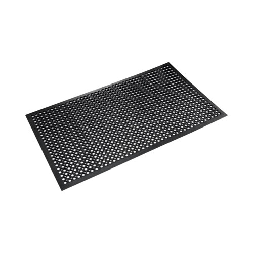 Crown Safewalk-Light Heavy-Duty Rubber Anti-Fatigue Mat with Flow-Through Backing, 36 x 120 inch