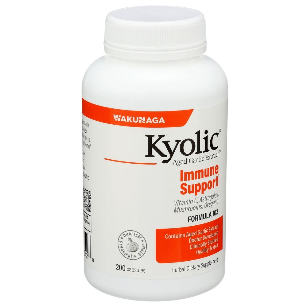 Kyolic Aged Garlic Extract Formula 103 Immune Support Dietary Supplement Capsules, 200 count