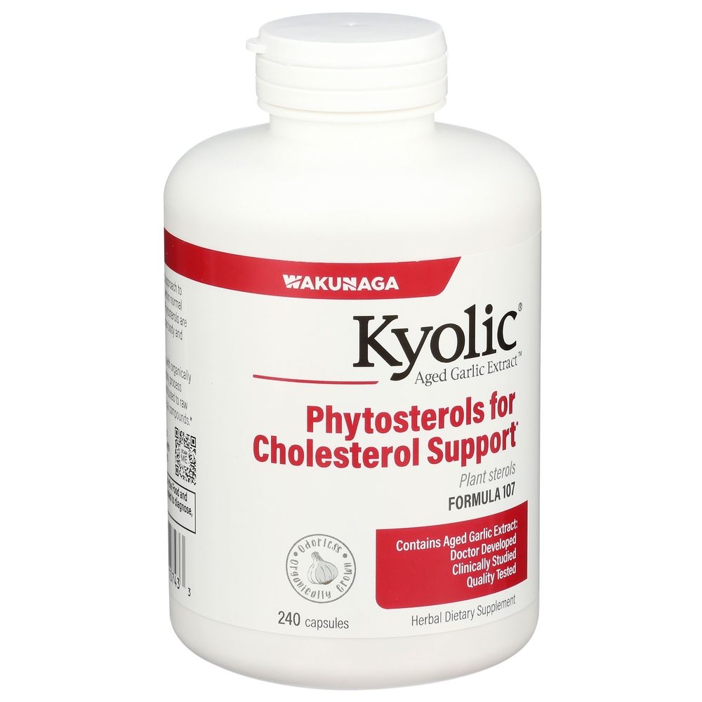 Kyolic Aged Garlic Extract Formula 107 Phytosterols for Cholesterol Support Dietary Supplement Capsules, 240 count