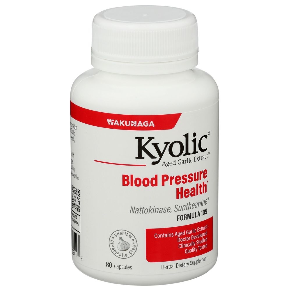 Kyolic Aged Garlic Extract Formula 109 Blood Pressure Health Dietary Supplement Capsules, 80 count