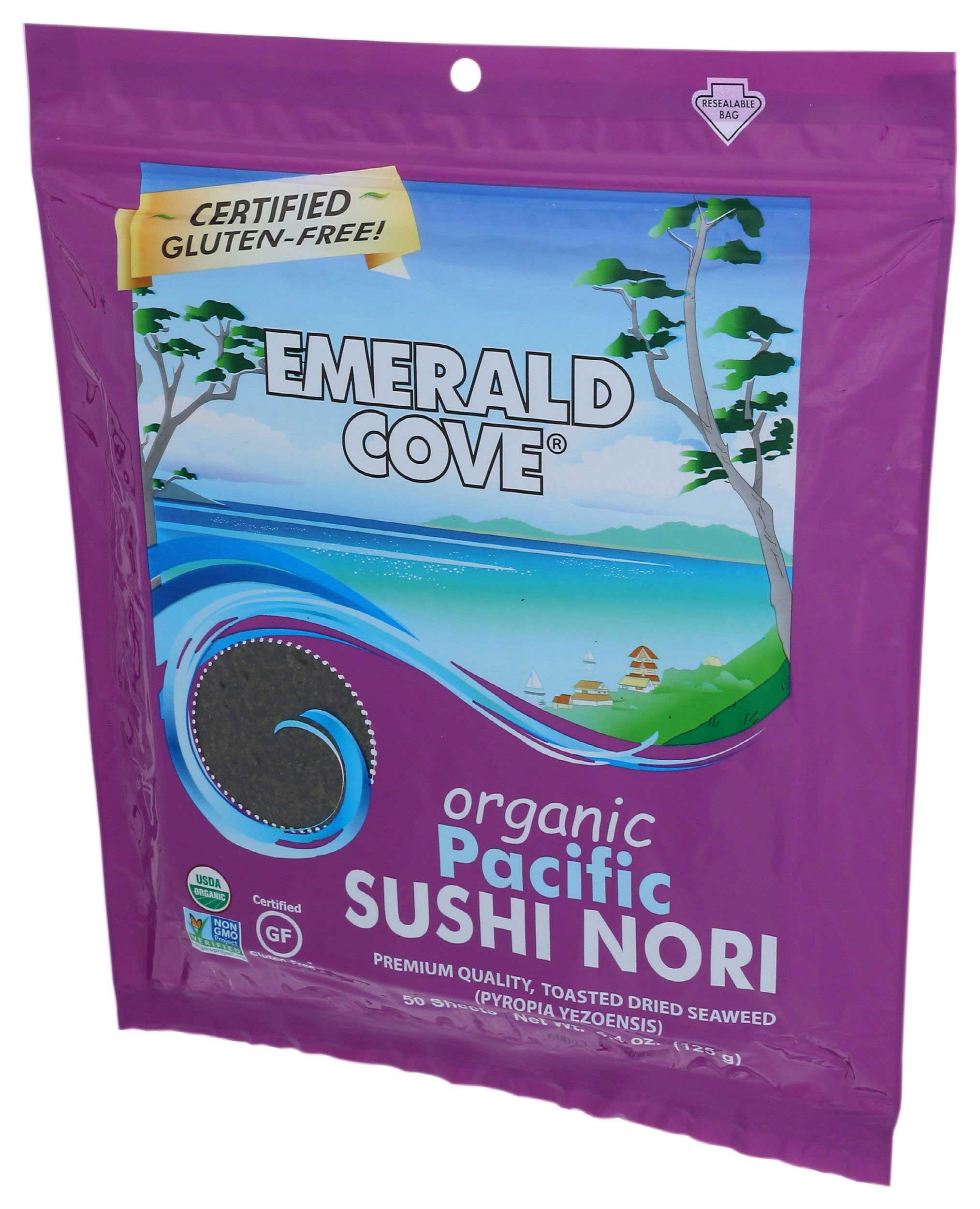 Emerald Cove Organic Silver Grade Toasted Dried Pacific Sushi Nori, 50 count -- 4 per case