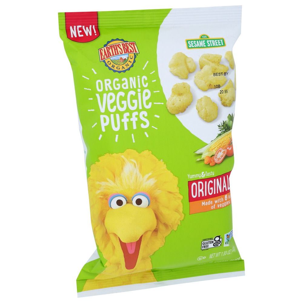 Earth's Best Organic Cheddar Veggie Puffs – Gluten-Free Toddler Snacks (Pack Of 4)