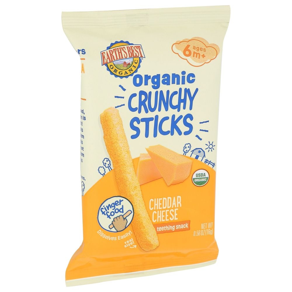 Earths Best Organic Cheddar Cheese Crunchy Sticks, 0.56 Ounce -- 5 per case