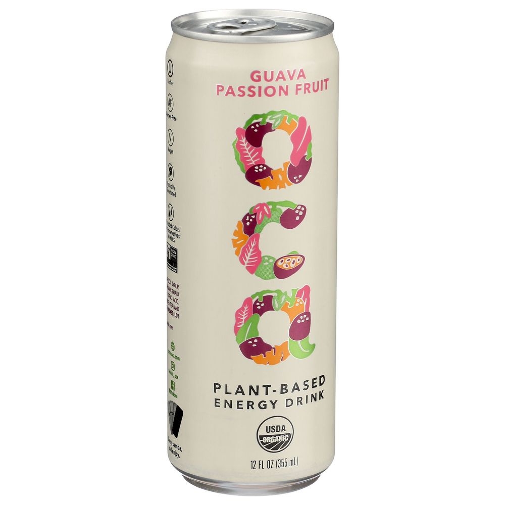 Oca Organic Guava Passion Fruit Plant Based Energy Drink, 12 Fluid Ounce -- 12 per case
