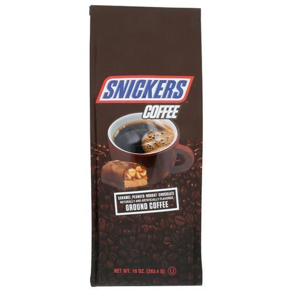Mars Snickers Caramel Peanut Nougat Chocolate Flavored Medium Roast Ground Coffee, 10 Ounce -- 6 per case