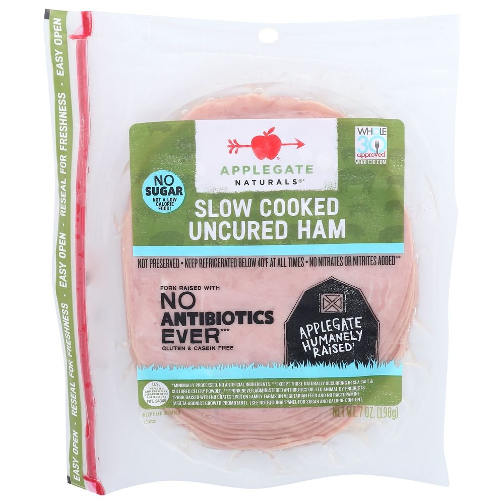 Applegate Naturals Uncured Slow Cooked Ham, 7 Ounce -- 12 per case