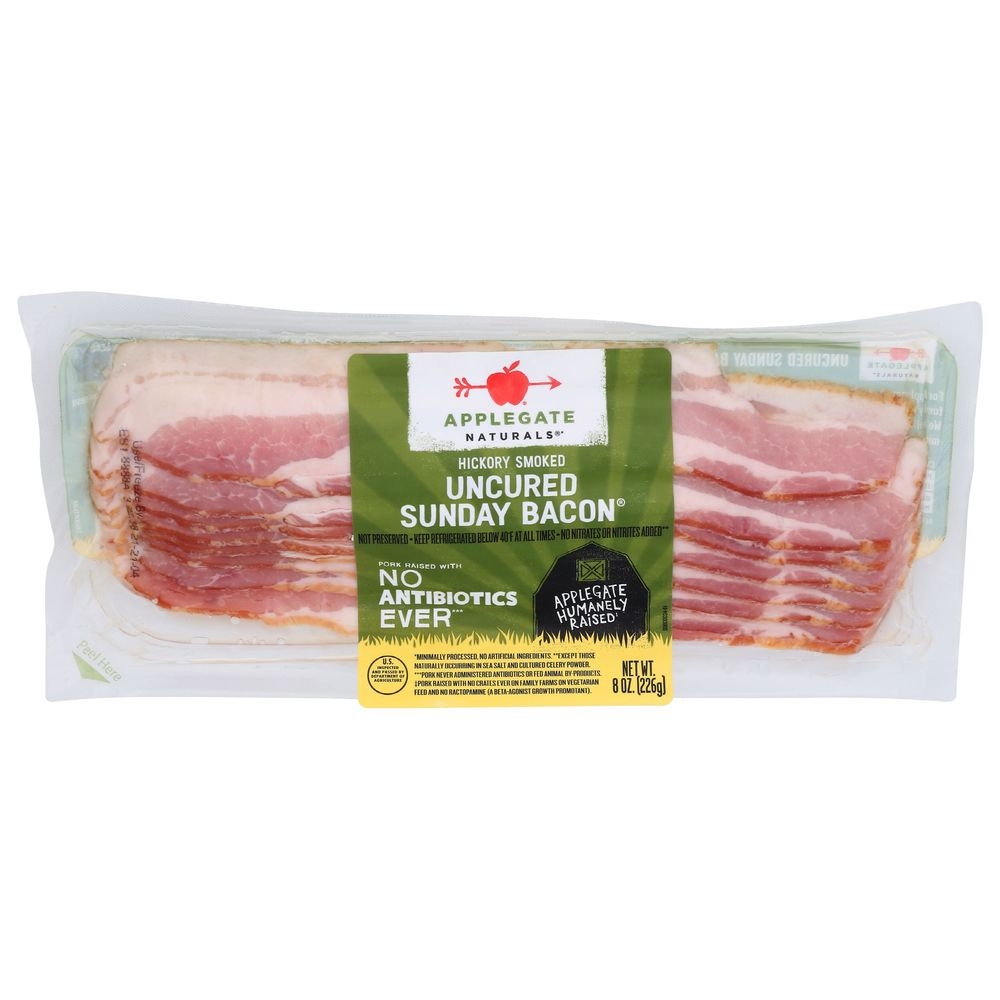 Applegate Naturals Hickory Smoked Uncured Sunday Bacon, 8 Ounce -- 12 per case