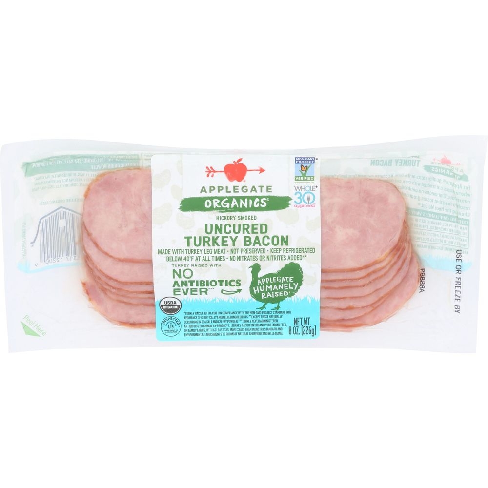 Applegate Organics Turkey Bacon, 8 Ounce -- 12 per case