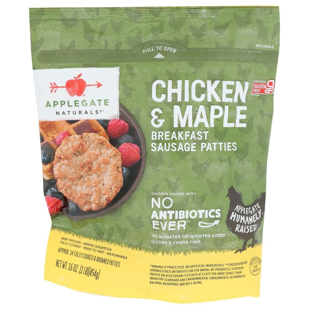 Applegate Naturals Chicken and Maple Breakfast Sausage Patties, 16 Ounce -- 6 per case