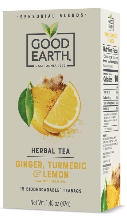 Good Earth Sensorial Blends Ginger Turmeric and Lemon Herbal Tea, 15 tea bags -- 5 per case