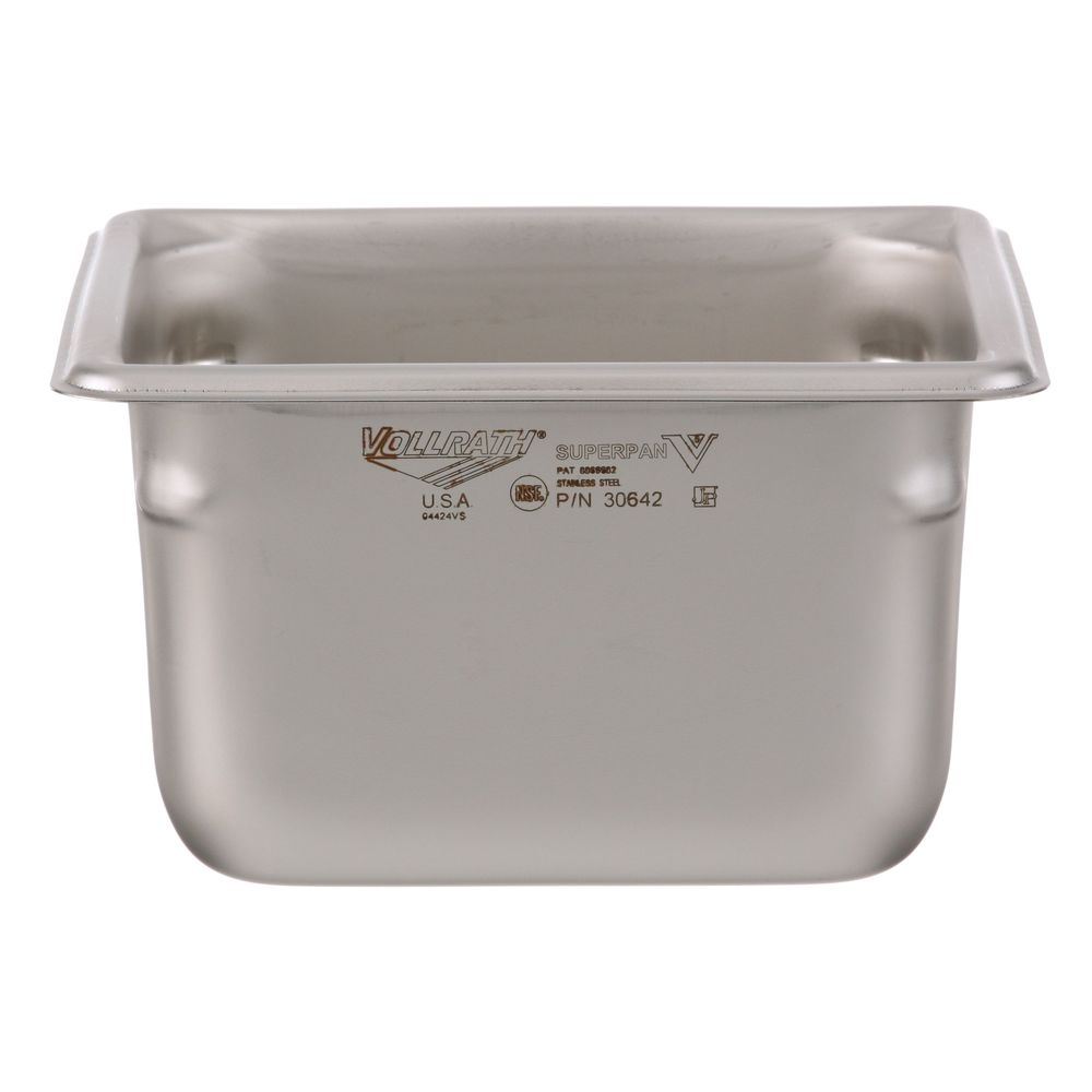 Vollrath 30642 Super Pan V Stainless Steel Sixth Size Steam Table Pan, 4 inch Deep