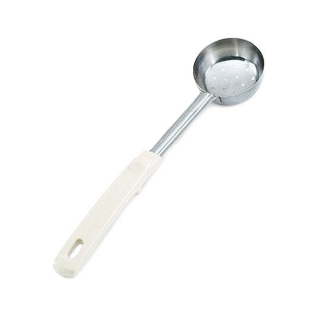 Vollrath 62165 Stainless Steel Antimicrobial Perforated Round Spoodle with Ivory Grip N Serv Handle, 3 Ounce Capacity