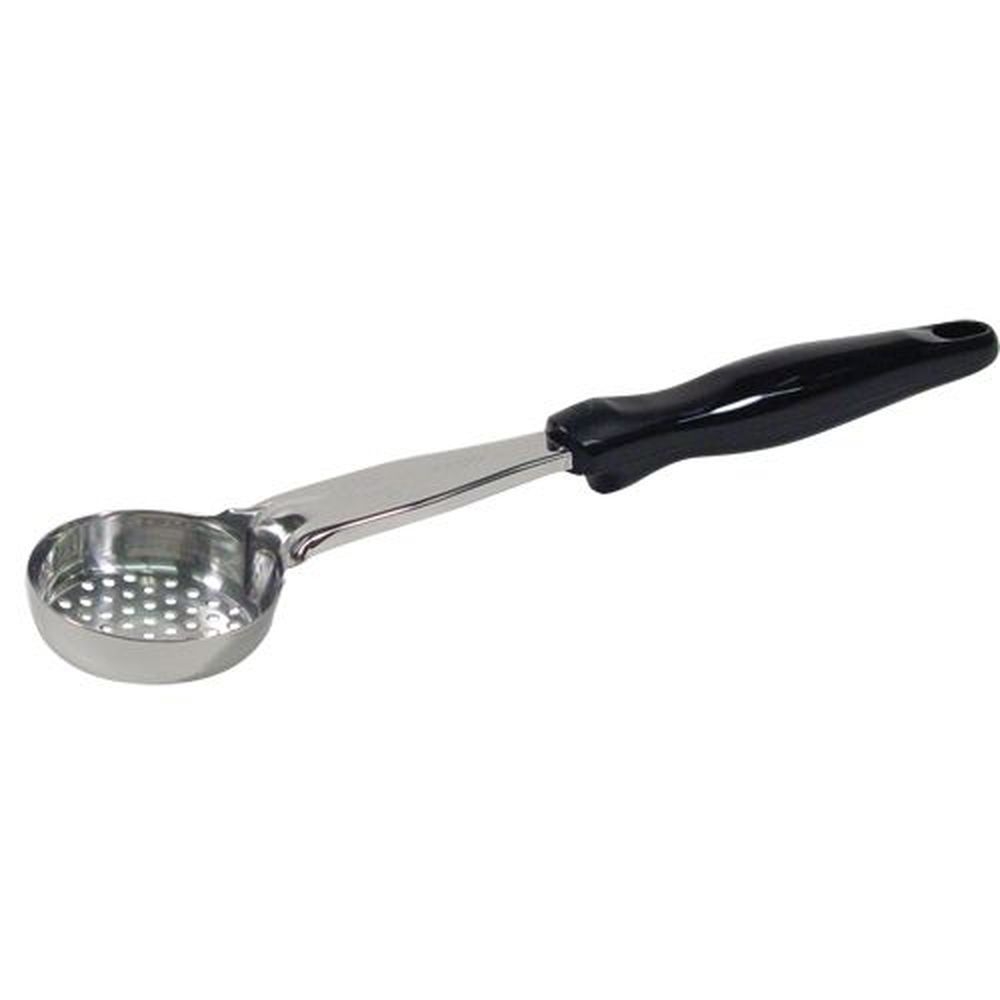 Vollrath 6432220 Heavy-Duty Stainless Steel Antimicrobial One Piece Perforated Round Spoodle with Black Nylon Handle, 2 Ounce Capacity