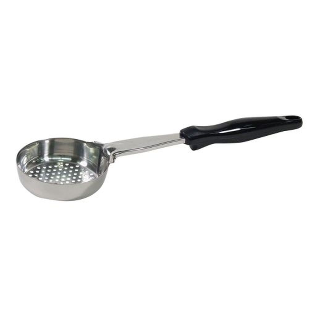 Vollrath 6432620 Heavy-Duty Stainless Steel Antimicrobial One-Piece Perforated Round Spoodle with Black Nylon Handle, 6 Ounce Capacity