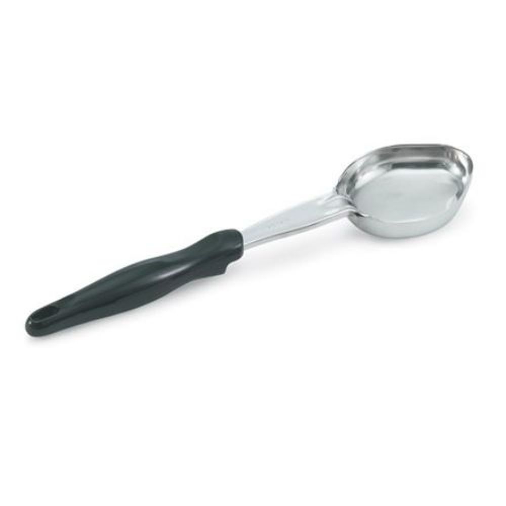 Vollrath 6412220 Heavy-Duty Stainless Steel Antimicrobial One Piece Solid Oval Spoodle with Black Nylon Handle, 2 Ounce Capacity