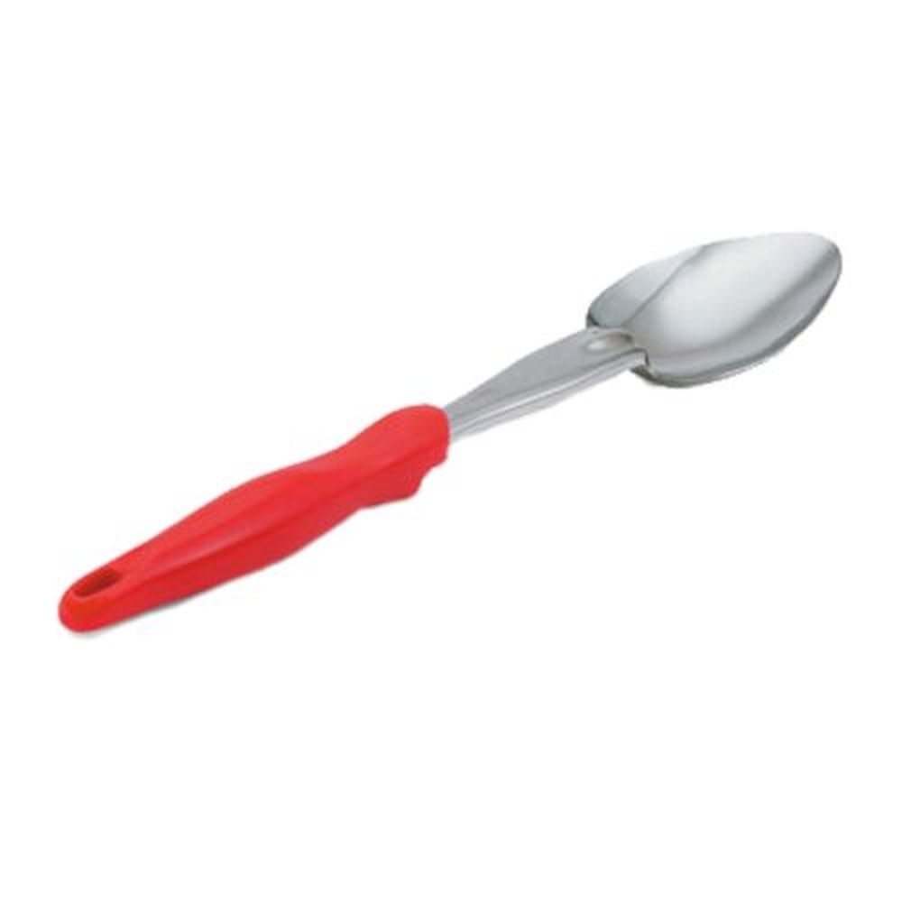 Vollrath 6414040 Heavy-Duty Stainless Steel Solid Basting Spoon with Red Ergo Grip Handle
