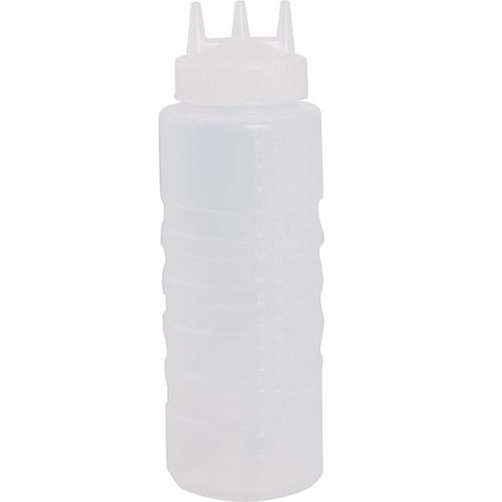 Vollrath 3332-13 Traex Color-Mate Tri Tip Wide Mouth Clear Squeeze Dispenser with Clear Top, 32 Ounce Capacity