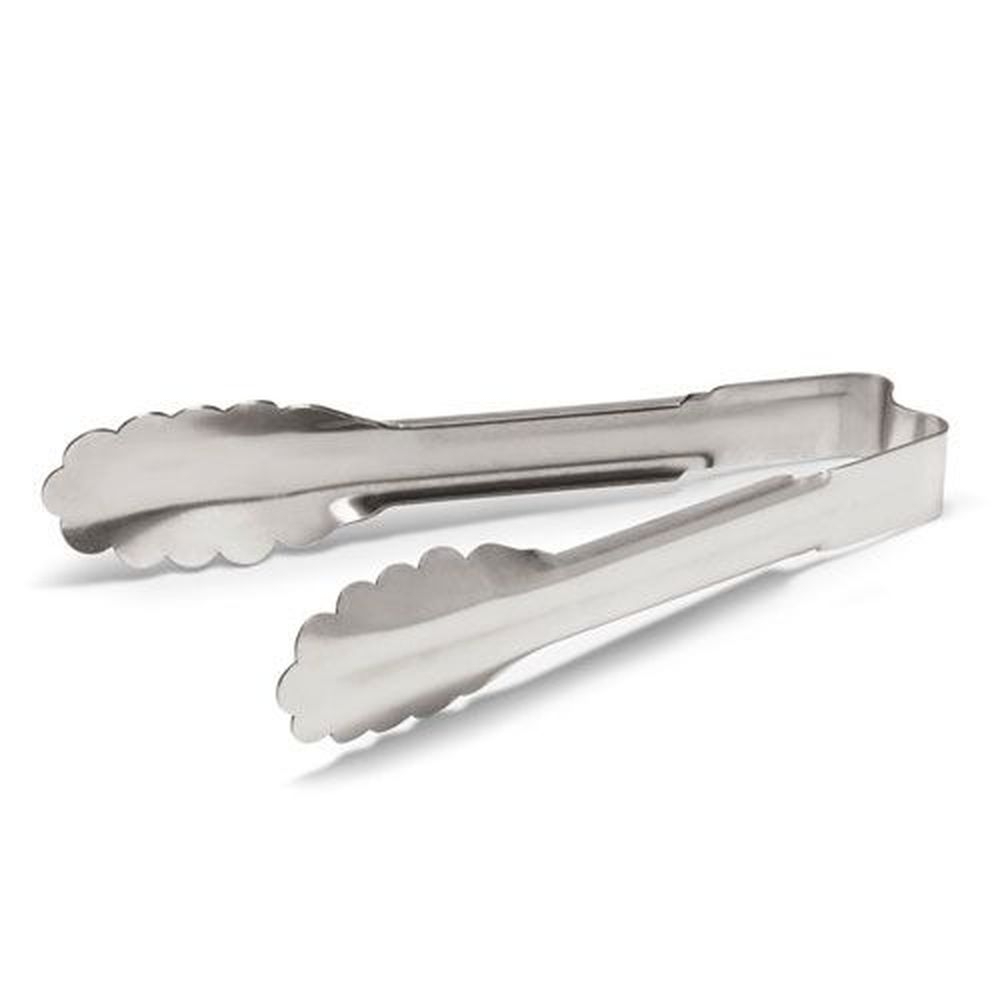 Vollrath 4780610 Heavy-Duty Stainless Steel Antimicrobial One Piece Scalloped Tong, 6 inch Length