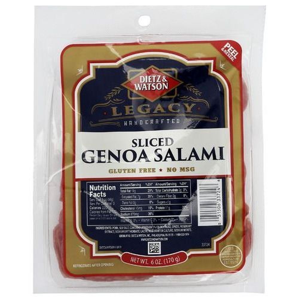 Dietz And Watson Sliced Genoa Salami, 6 Ounce -- 9 per case