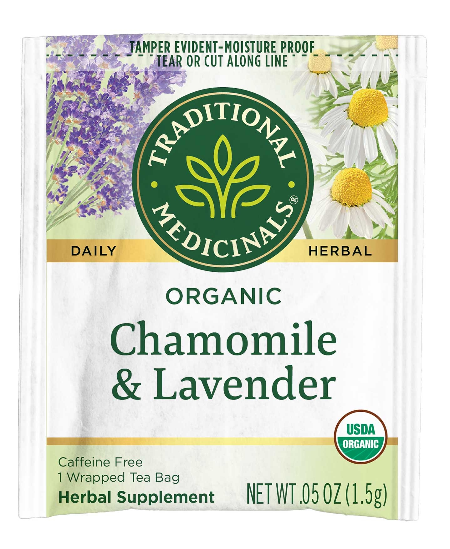 Traditional Medicinals Chamomile with Lavender Herbal Tea, 16 tea bags per pack -- 6 per case