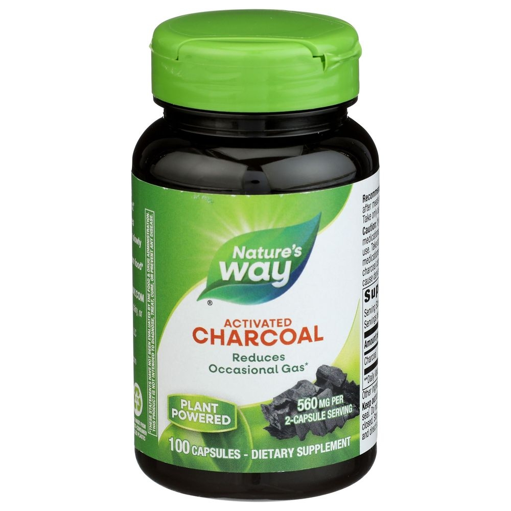 Natures Way Activated Charcoal Capsules, 100 count
