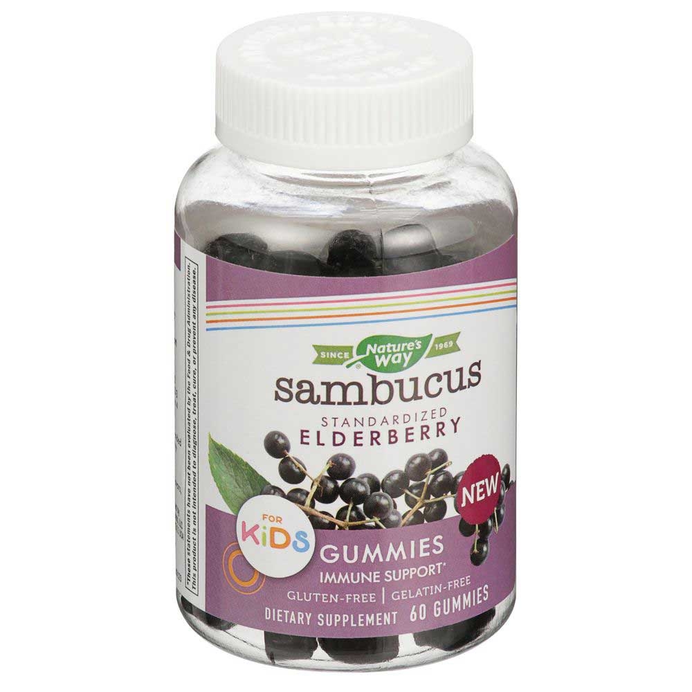 Natures Way Sambucus Standardized Elderberry Gummies for Kids, 60 count per pack
