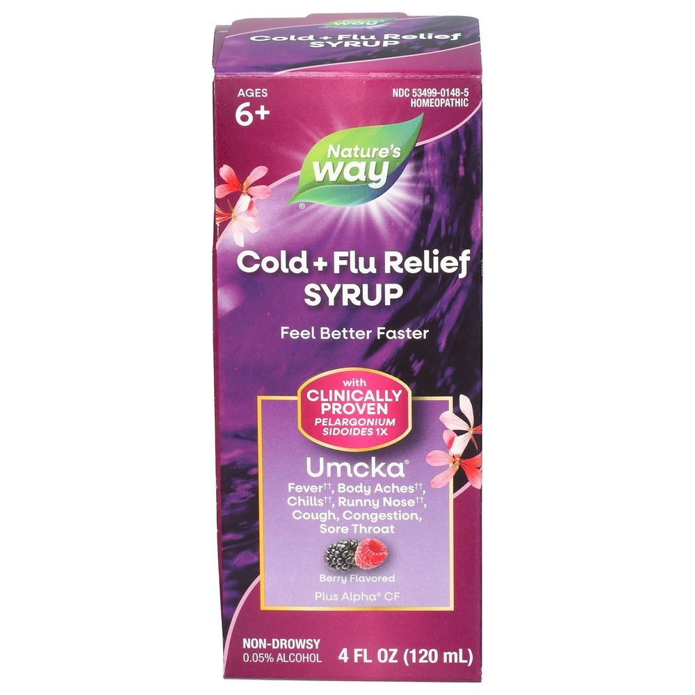 Natures Way Berry Cold Plus Flu Relief Syrup, 4 Ounce -- 6 per case